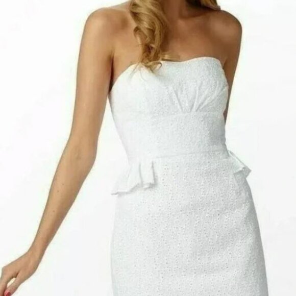 Lilly Pulitzer Maybell Resort White Sweet Daisy Eyelet Lace Strapless - Picture 8 of 8